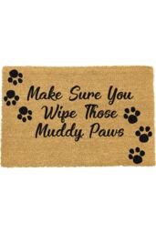 Artsy Mats Make Sure You Wipe Those Muddy Paws Doormat in Black - Size: 40 cm x 60 cm - thumbnail 1