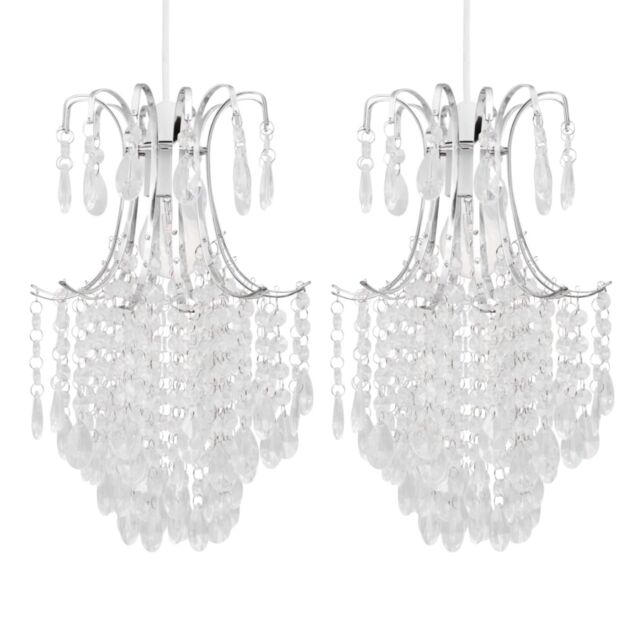 First Choice Lighting Set of 2 Chandelier Style Easy Fit Ceiling Light Shades in Clear - image 1