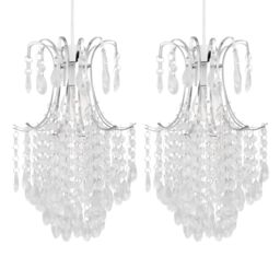 First Choice Lighting Set of 2 Chandelier Style Easy Fit Ceiling Light Shades in Clear - thumbnail 1