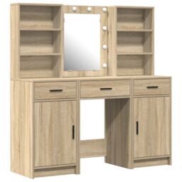 Berkfield Home 3 Piece Dressing Table Set Sonoma Oak Engineered Wood in Beige - thumbnail 2