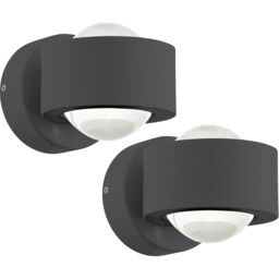 Loops 2 PACK IP44 Outdoor Wall Light Anthracite Cast Aluminium 2W LED Lamp