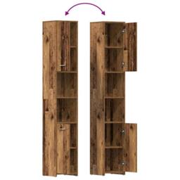 Berkfield Home Durable 3 Piece Bathroom Furniture Set Old Wood Engineered Wood in Brown - thumbnail 8