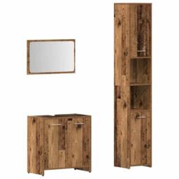 Berkfield Home Durable 3 Piece Bathroom Furniture Set Old Wood Engineered Wood in Brown - thumbnail 3