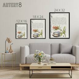 "Artery8 Flower Mussel & Ladybird Calligraphy Framed Canvas Wall Art Print in White - Size: W24"" x H32""" - thumbnail 4