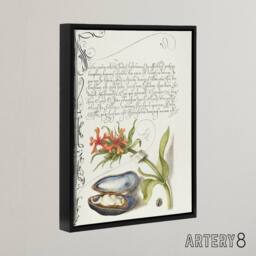 "Artery8 Flower Mussel & Ladybird Calligraphy Framed Canvas Wall Art Print in White - Size: W24"" x H32""" - thumbnail 2