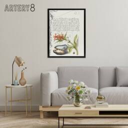 "Artery8 Flower Mussel & Ladybird Calligraphy Framed Canvas Wall Art Print in White - Size: W24"" x H32""" - thumbnail 3