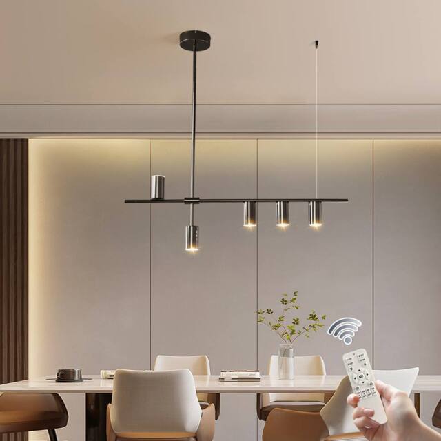 NIVOR 5-Light Dimmable LED Pendant Light Fixture Hanging Chandelier Black in Jet Black - image 1