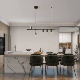 NIVOR 5-Light Dimmable LED Pendant Light Fixture Hanging Chandelier Black in Jet Black - thumbnail 4
