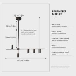 NIVOR 5-Light Dimmable LED Pendant Light Fixture Hanging Chandelier Black in Jet Black - thumbnail 2