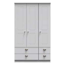 Ready Assembled 2 U Albert Tall Triple 2 Drawer + Drawer Wardrobe (Ready Assembled) in Grey - thumbnail 1