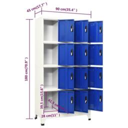 Berkfield Home Locker Cabinet Grey & Blue 90x45x180 cm Steel in Light Grey - Size: 90 x 45 x 180 cm - thumbnail 8