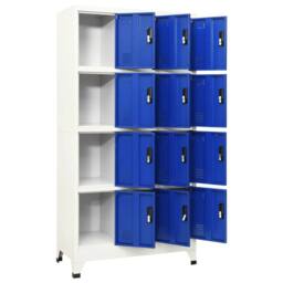 Berkfield Home Locker Cabinet Grey & Blue 90x45x180 cm Steel in Light Grey - Size: 90 x 45 x 180 cm