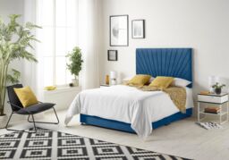 Somnior Platinum Ortho Sprung Memory Foam Mattress with Divan Bed with Headboard Plush Fabric in Navy - Size: Double - thumbnail 2