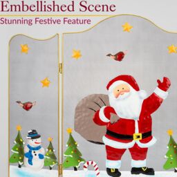 Christmas Fireguard Santa Claus 61cm Decoration Xmas Fireplace Screen Fire Guard 3 Panel Folding - thumbnail 4