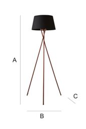 ValueLights Camden Copper Metal Tripod Floor Lamp with Black Tapered Lamp Shade - thumbnail 7