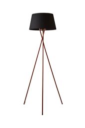 ValueLights Camden Copper Metal Tripod Floor Lamp with Black Tapered Lamp Shade - thumbnail 6