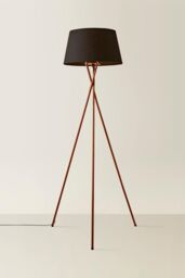 ValueLights Camden Copper Metal Tripod Floor Lamp with Black Tapered Lamp Shade - thumbnail 3