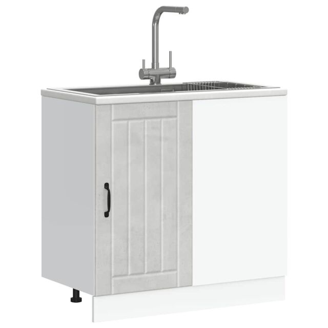 Berkfield Home Sink Base Cabinet Lucca Concrete Grey Engineered Wood - image 1