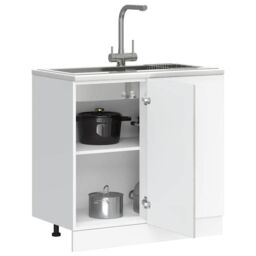 Berkfield Home Sink Base Cabinet Lucca Concrete Grey Engineered Wood - thumbnail 3