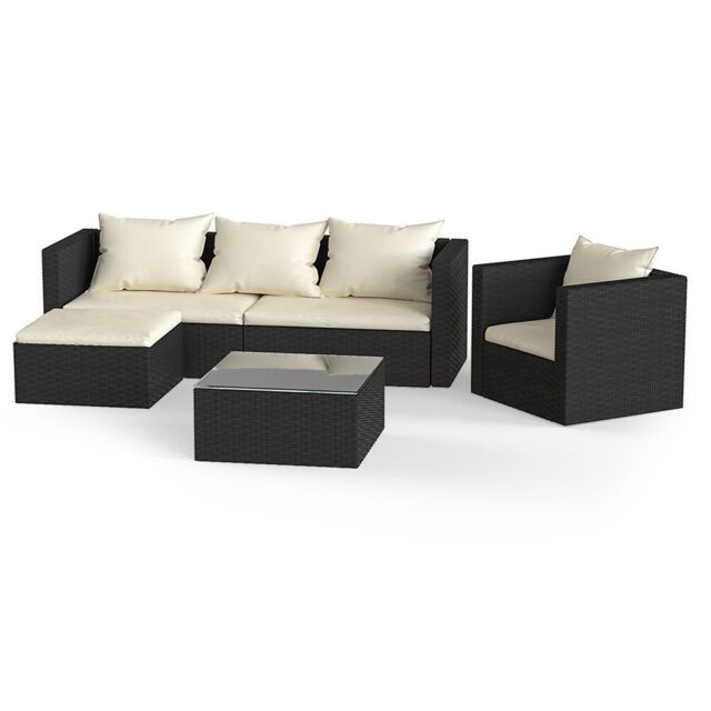 Garden Furniture Set 5PC Rattan Modular Corner Sofa Set