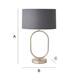 ValueLights Antonia Fabric with Chrome Drum Shade Chrome Oval Table Lamp with Bulb in Charcoal - thumbnail 7