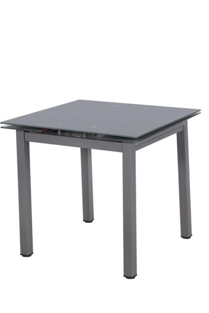 Modernique Tempered Glass Extending Small Dining Table 80 cm to 130 cm in Grey - image 1