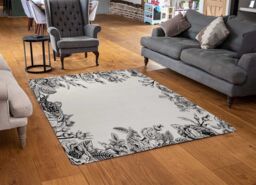 Benjamin Tate Design Hand Drawn Roses Designer Rug in Natural - Size: Large - thumbnail 2