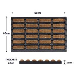 Nicoman Natural Coconut Coir Scraper Doormat in Brown - Size: 40 x 60 cm - thumbnail 2