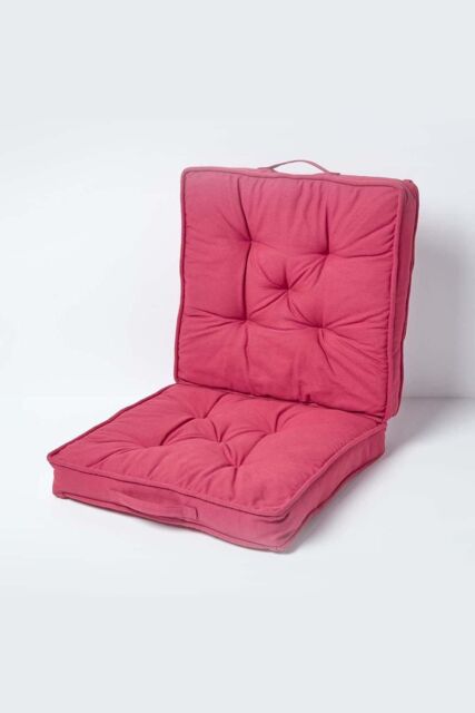 Homescapes Cotton Travel Support Booster Cushion in Red - Size: 50 cm x 50 cm - image 1