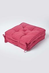 Homescapes Cotton Travel Support Booster Cushion in Red - Size: 50 cm x 50 cm - thumbnail 2