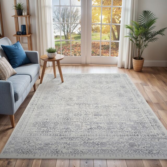 Livabliss Roma Vintage Grey Cream Blue Traditional Boho Rug - Size: 200 cm x 275 cm - image 1