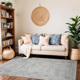 Livabliss Roma Vintage Grey Cream Blue Traditional Boho Rug - Size: 200 cm x 275 cm - thumbnail 8
