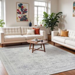 Livabliss Roma Vintage Grey Cream Blue Traditional Boho Rug - Size: 200 cm x 275 cm - thumbnail 6