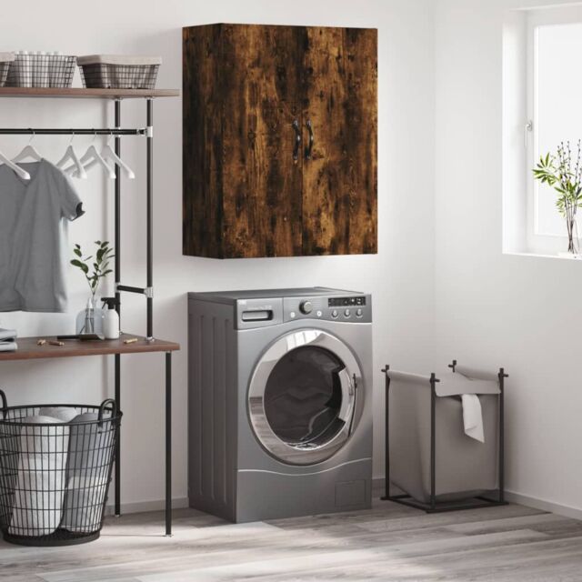 Berkfield Home Wall Mounted Cabinet Smoked Oak 69.5x34x90 cm Engineered Wood in Brown - image 1