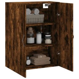 Berkfield Home Wall Mounted Cabinet Smoked Oak 69.5x34x90 cm Engineered Wood in Brown - thumbnail 5