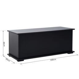 HOMCOM Box Chest With Lid Ottoman Storage Keepsake Cabinet Chipboard in Black - thumbnail 3