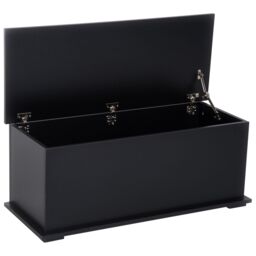 HOMCOM Box Chest With Lid Ottoman Storage Keepsake Cabinet Chipboard in Black - thumbnail 2