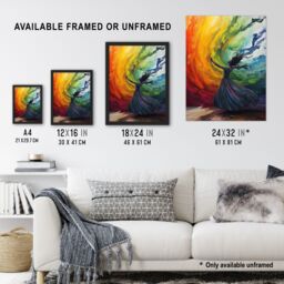 Artery8 Rainbow Rhapsody Dance Colourful Conceptual Art Framed Art Print - Size: A4 - thumbnail 3