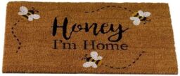 Marco Paul Tan Coir Bumblebee Slogan Welcome Nonslip Doormat 75x45cm in Beige - Size: Medium - thumbnail 3