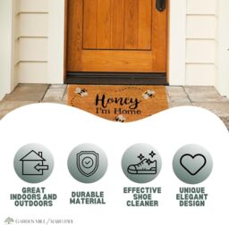 Marco Paul Tan Coir Bumblebee Slogan Welcome Nonslip Doormat 75x45cm in Beige - Size: Medium - thumbnail 9