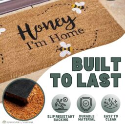Marco Paul Tan Coir Bumblebee Slogan Welcome Nonslip Doormat 75x45cm in Beige - Size: Medium - thumbnail 8