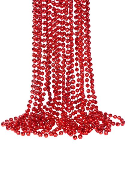 Neel Blue 9M Metallic Christmas Bead Chain - 7.5mm Shiny Pearl Garland in Red - image 1