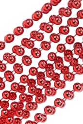 Neel Blue 9M Metallic Christmas Bead Chain - 7.5mm Shiny Pearl Garland in Red - thumbnail 4