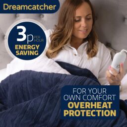 Dreamcatcher Deluxe Electric Throw Heated Double Over Blanket Soft Fleece Timer in Navy - thumbnail 4