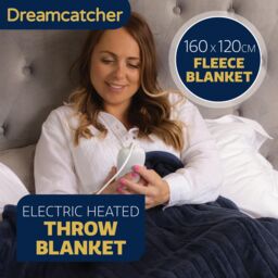 Dreamcatcher Deluxe Electric Throw Heated Double Over Blanket Soft Fleece Timer in Navy - thumbnail 2
