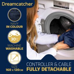 Dreamcatcher Deluxe Electric Throw Heated Double Over Blanket Soft Fleece Timer in Navy - thumbnail 5