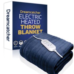 Dreamcatcher Deluxe Electric Throw Heated Double Over Blanket Soft Fleece Timer in Navy - thumbnail 1