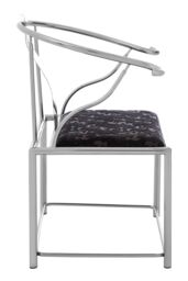 Orsina Modern Black Velvet & Steel Chair, Plush Velvet Upholstered Armchair For Reading, Elegant Accent Chair in Silver - thumbnail 3