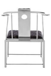 Orsina Modern Black Velvet & Steel Chair, Plush Velvet Upholstered Armchair For Reading, Elegant Accent Chair in Silver - thumbnail 4