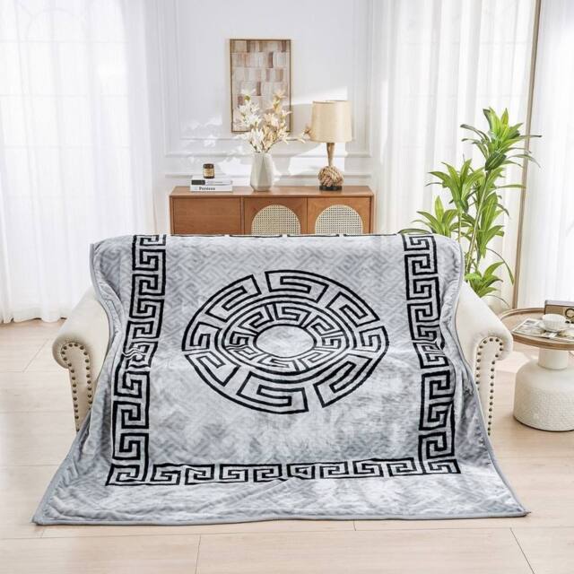 HOME LUXE INTERIOR Silver Greek Design Rashel Blanket 4kg Heavy King Size 200x240cm